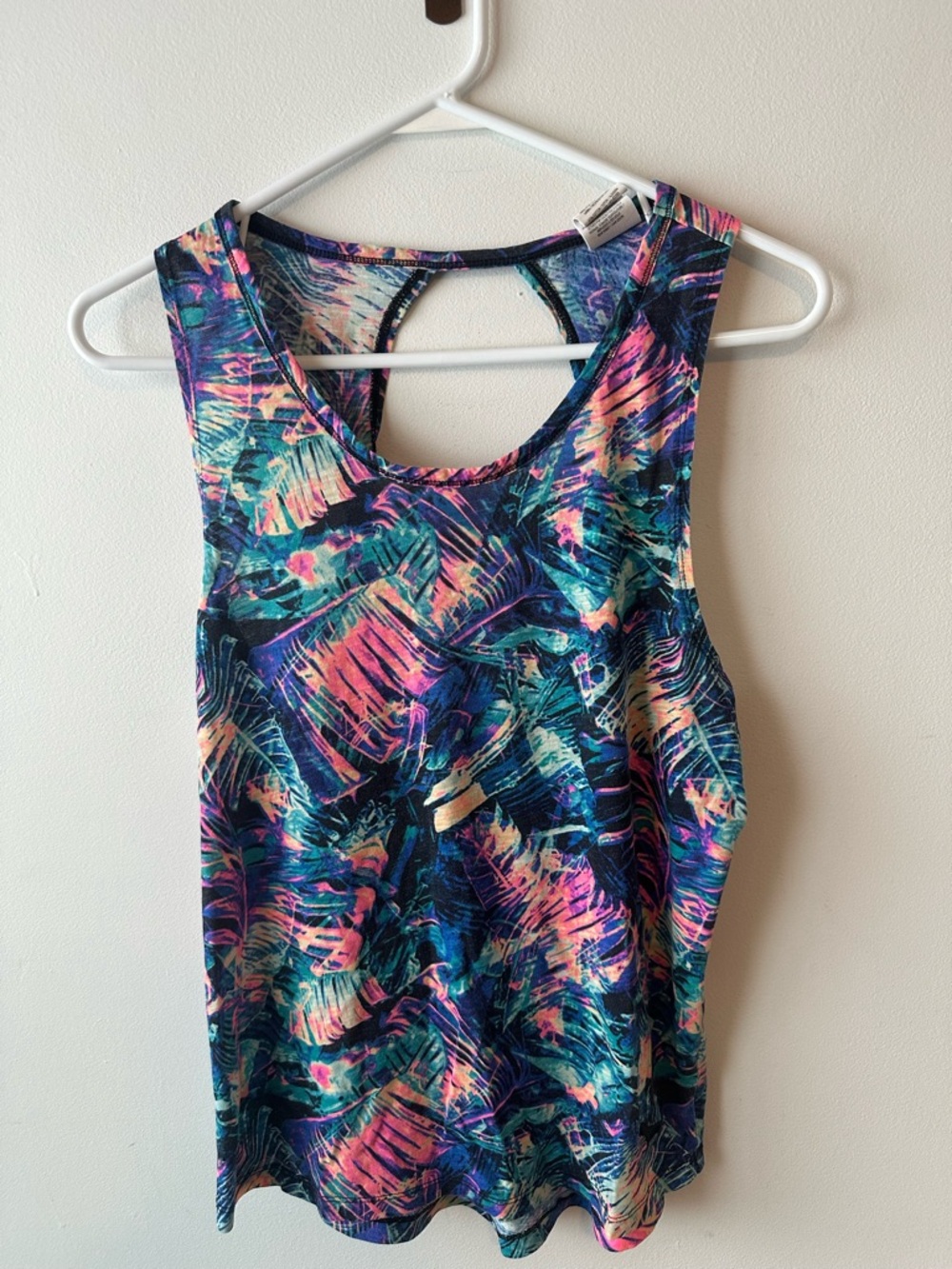 VS Pink Tropical Floral Open Back Tank S